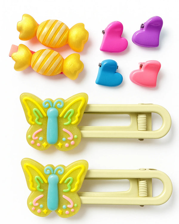 Imported candy and butterfly Hair Clip Set – 8Pcs