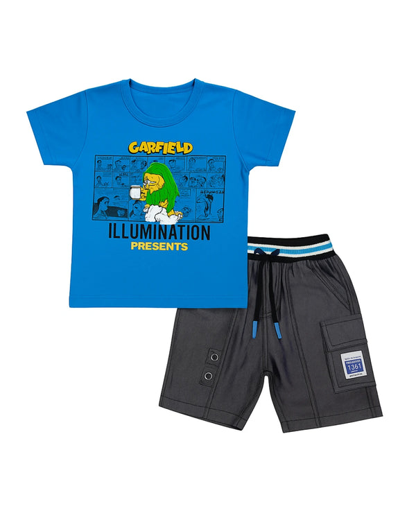 Garfield Kids' T-Shirt & Shorts Set – Trendy Cartoon Outfit for Boys