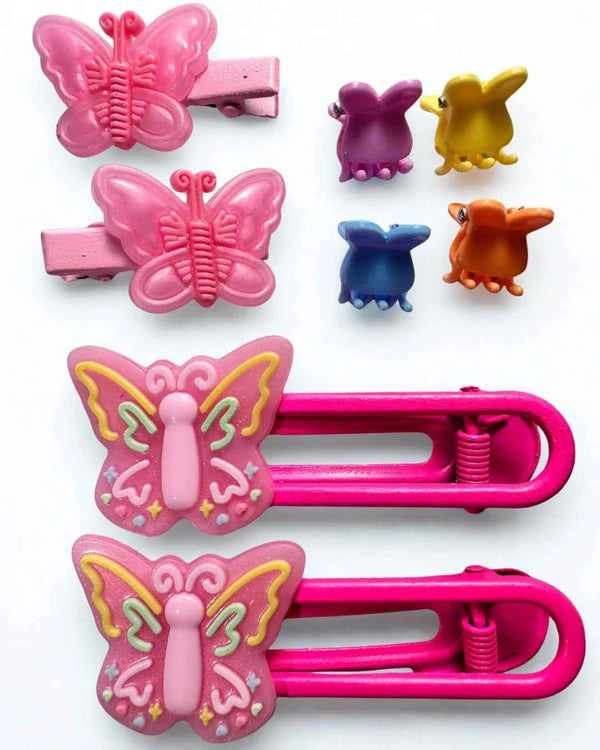 Imported Butterfly Themed Hair Clip Set – 8Pcs