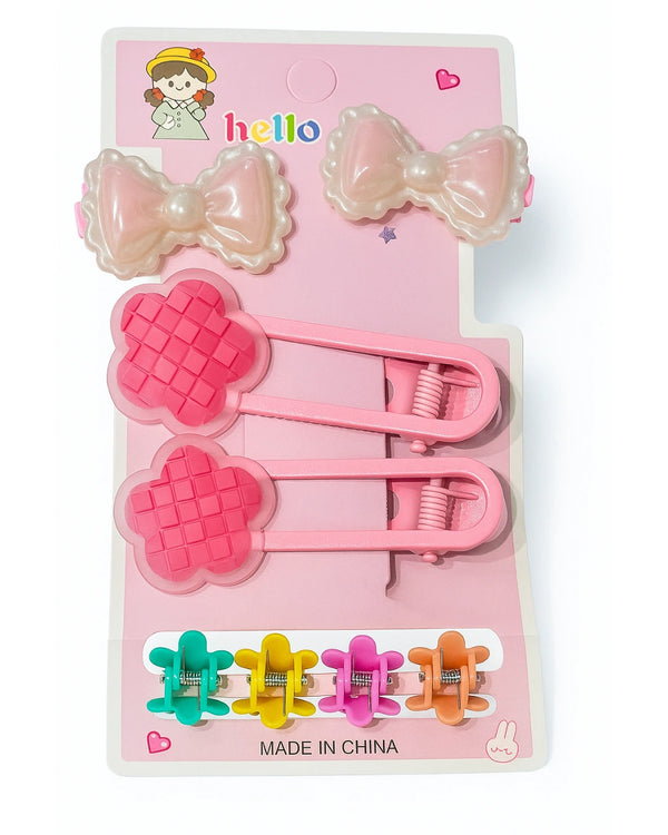 Imported bow and flower Hair Clip Set – 8Pcs