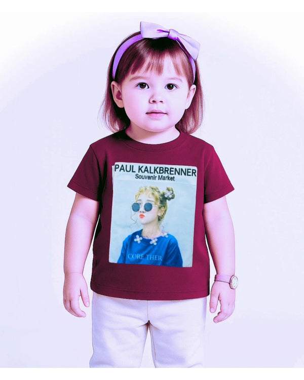 Trendy Girls’ Maroon T-Shirt