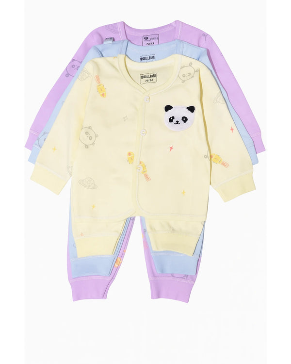 Pack of 3 Panda Space Baby Imported Sleepsuit