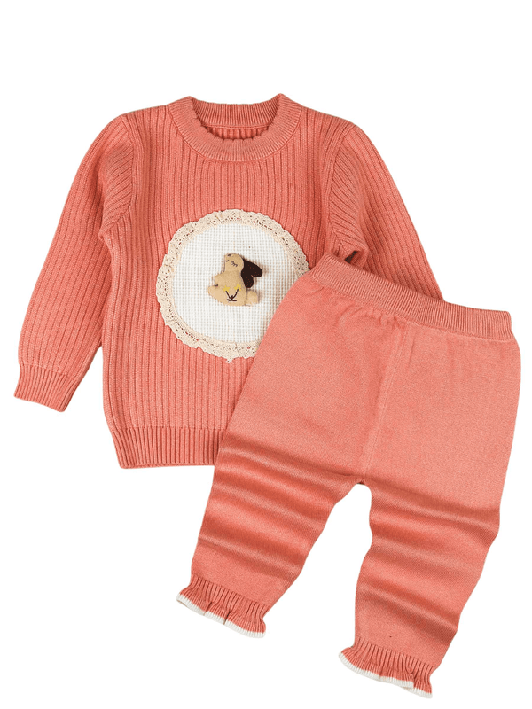 Baby Suit with cute sleeping rabbit 100% orignal winter wool