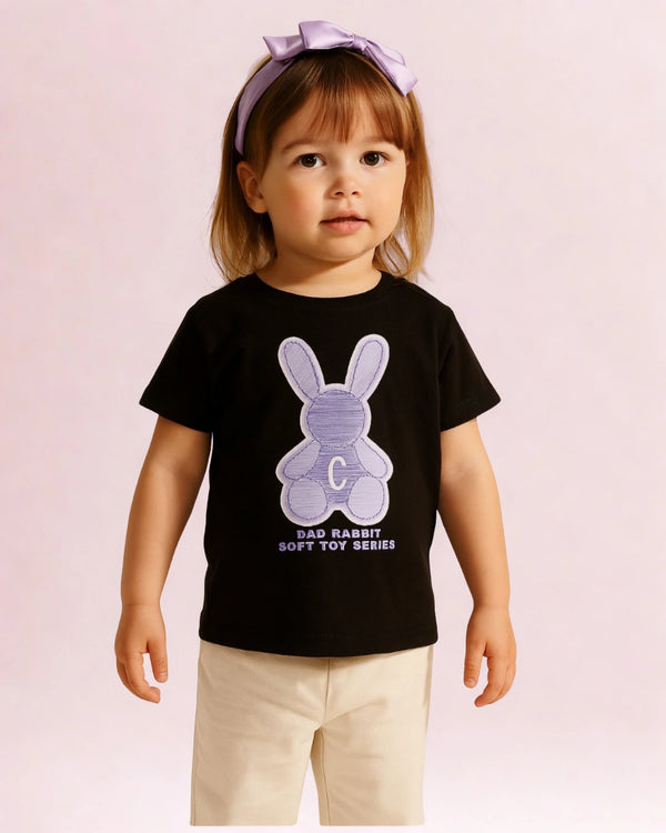 Trendy Black T-Shirt for Girls – Cool "Bad Rabbit" Graphic Print
