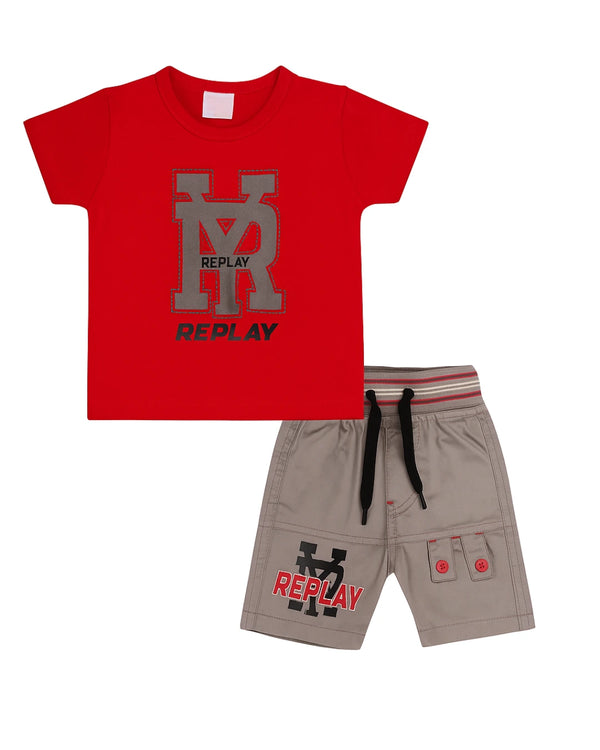 Boys' Replay T-Shirt & Cargo Shorts Set – Stylish & Comfortable Outfit