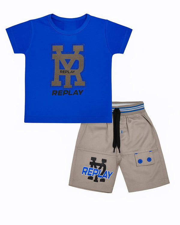 Boys' Replay T-Shirt & Cargo Shorts Set – Casual & Trendy Outfit