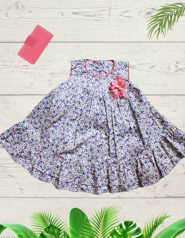 Cotton Floral Print Frock white