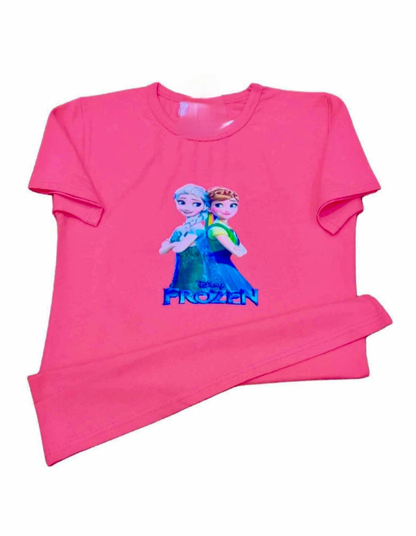 Girls' Frozen Themed Pink T-Shirt