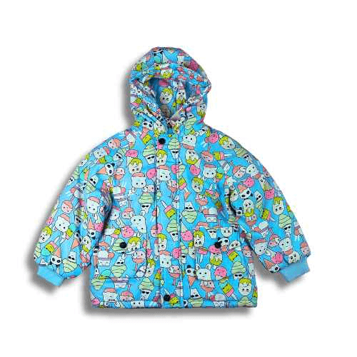 Baby Jacket Hood / Cartoon Print Kids Jacket Winter Thicken Cotton Plush Parkas for Boys Girls Children's clothing Outerwear Warm Coata
