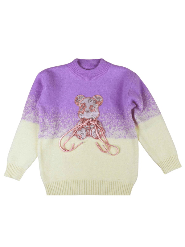 Charming Baby Jersey with Tea Pink Teddy & Ribbon-Decorated Neck