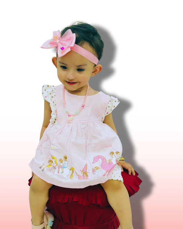 Adorable Pink Fairy Tale Designer Frock nikar for Girls