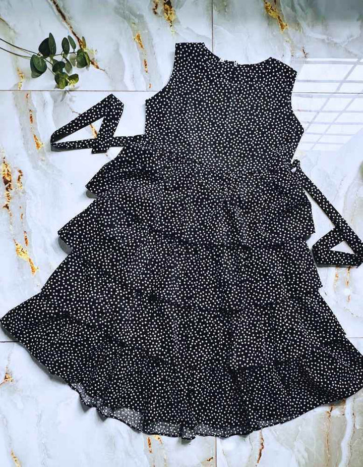 Black Polka Dot Tiered Frock – Elegant & Comfortable