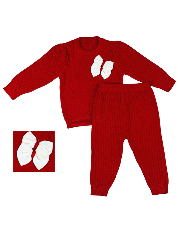 Baby Suit with 2 bows 100% orignal winter wool