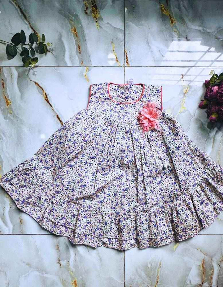 Cotton Floral Print Frock white