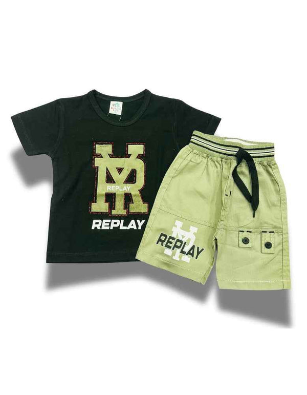 Boys' Replay T-Shirt & Cargo Shorts Set – Trendy & Comfortable Outfit