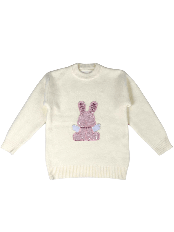 Adorable Baby Jersey with Cute Pink Rabbit & Sparkling Stone-Embellished Ears