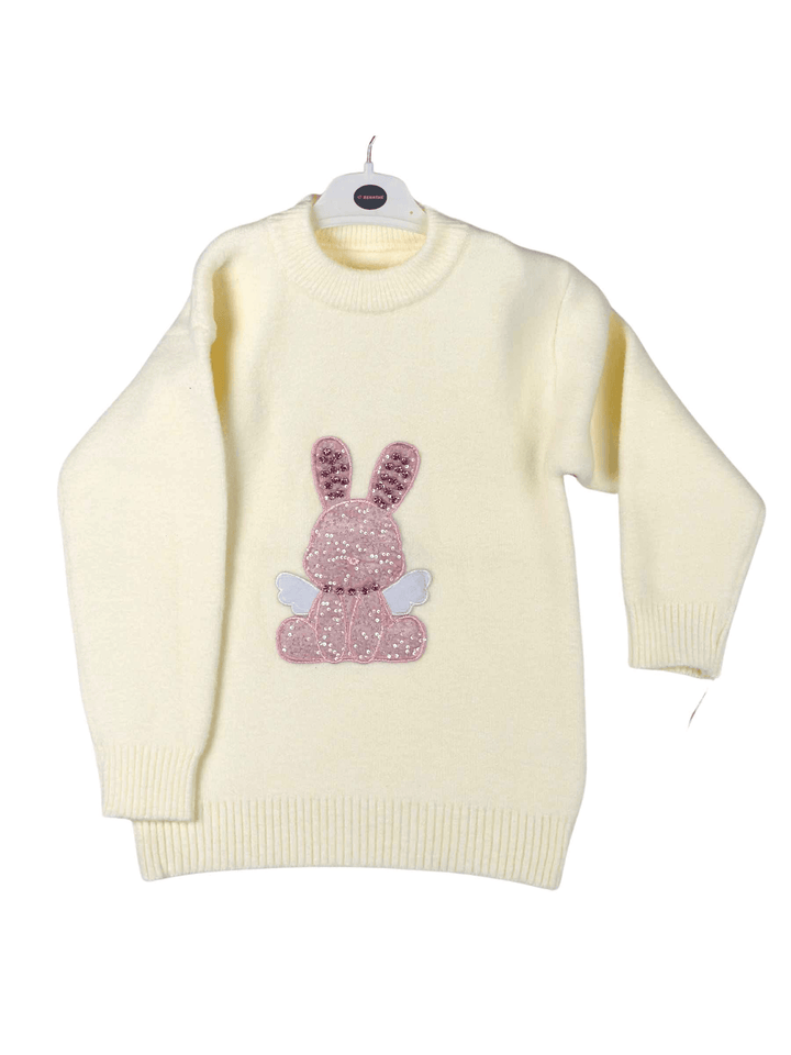 Adorable Baby Jersey with Cute Pink Rabbit & Sparkling Stone-Embellished Ears