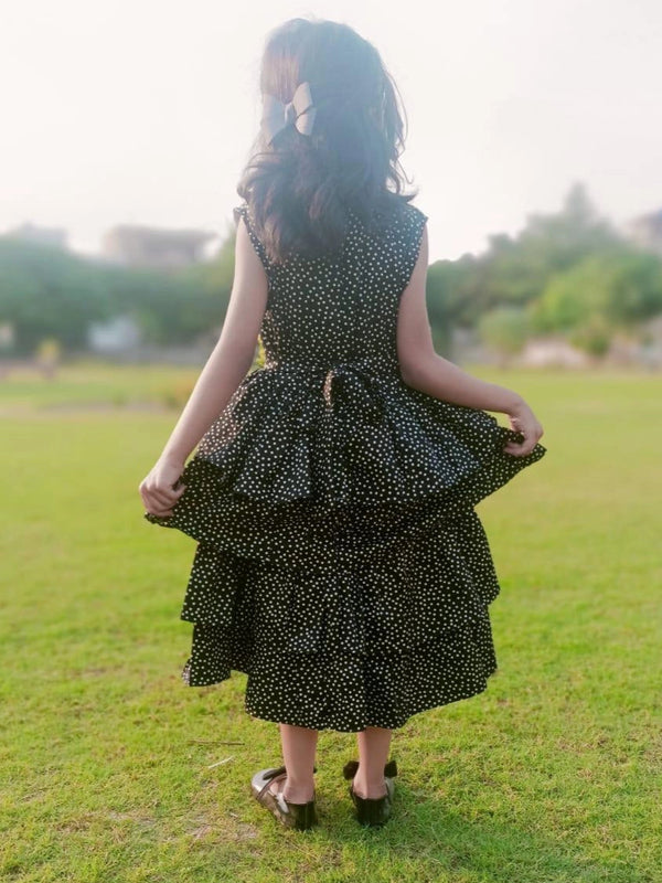 Black Polka Dot Tiered Frock – Elegant & Comfortable