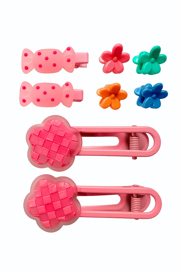 Imported candy and flower Hair Clip Set – 8Pcs