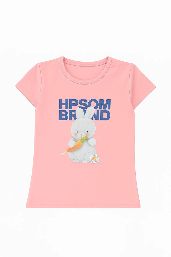 Trendy Peach Kids' T-Shirt – Cartoon Graphic Print