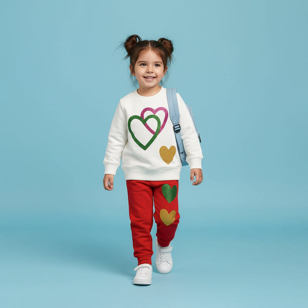 Double heart Sweatshirt & Jogger Set.