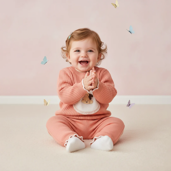 Baby Suit with cute sleeping rabbit 100% orignal winter wool