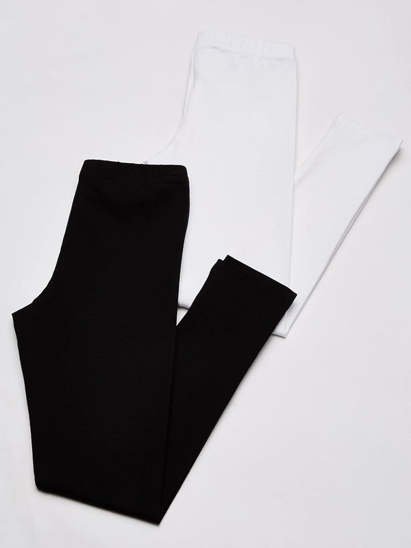 Girls Jersey Tights Pack WHITE and BLACK
