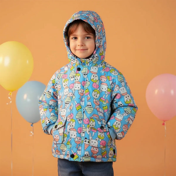 Baby Jacket Hood / Cartoon Print Kids Jacket Winter Thicken Cotton Plush Parkas for Boys Girls Children's clothing Outerwear Warm Coata