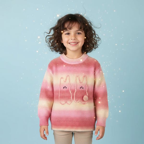 Adorable Baby Jersey with Two Woven Rabbits on Front