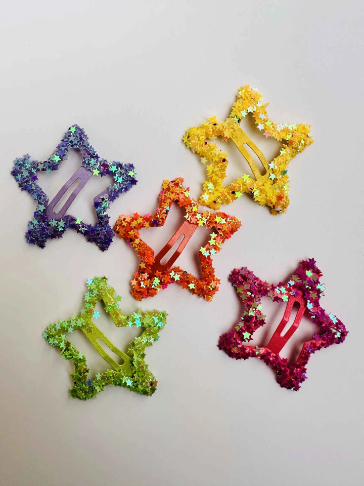 Pack of 5 Star Glitter Hair Clips