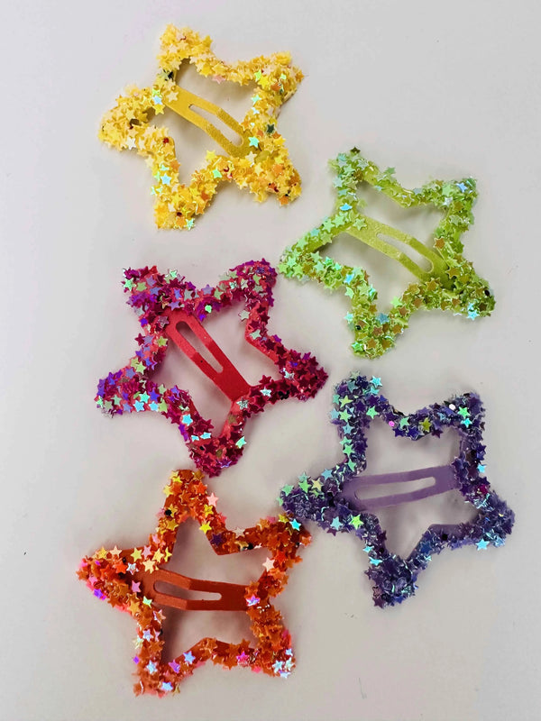 Pack of 5 Star Glitter Hair Clips