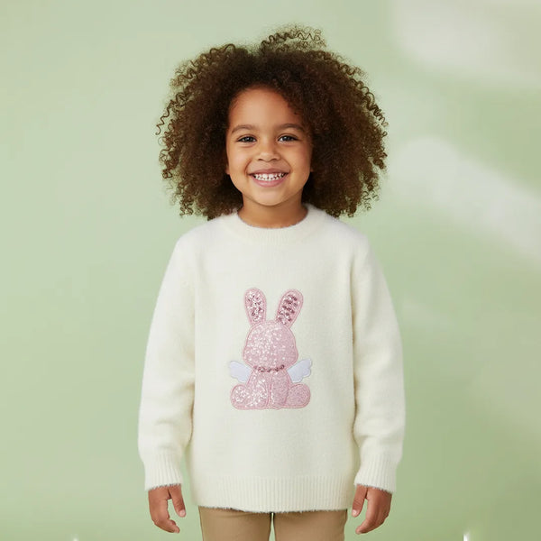 Adorable Baby Jersey with Cute Pink Rabbit & Sparkling Stone-Embellished Ears